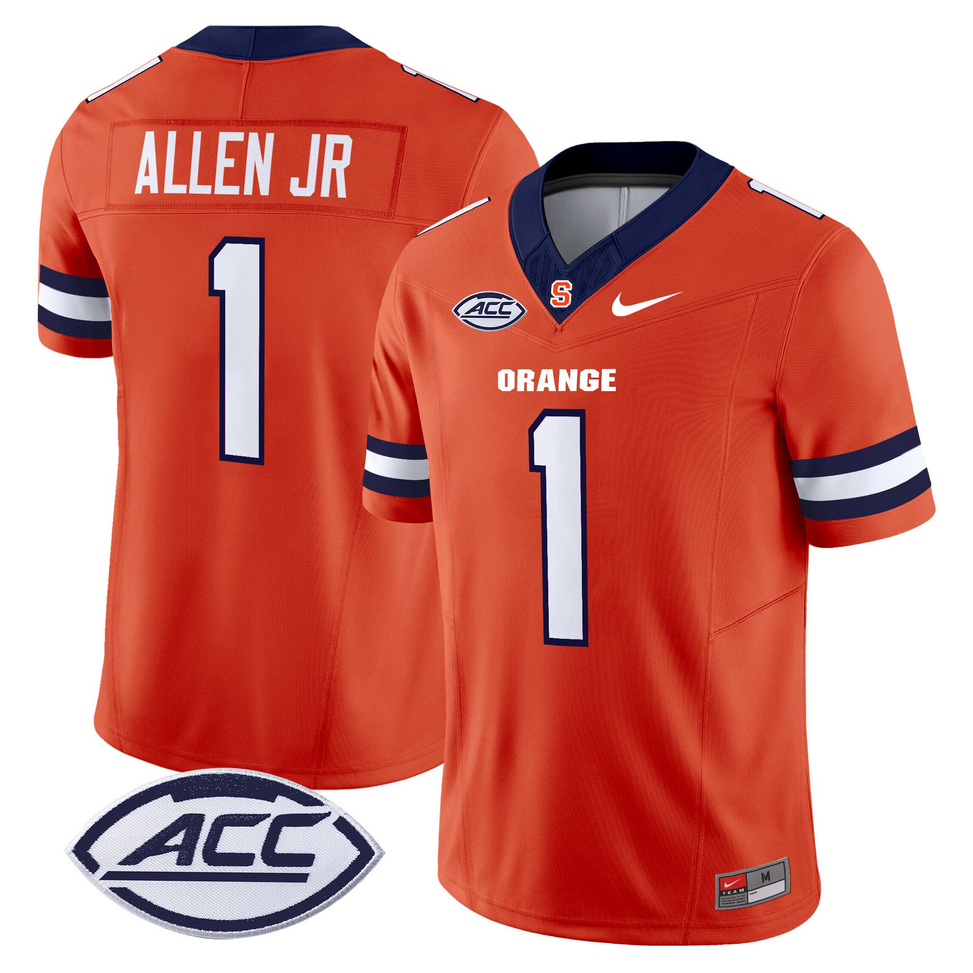 Men Syracuse Orange #1 Allen jr Orange Nike 2024 Vapor Limited NCAA Jersey style 1